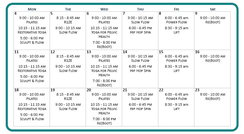 Bootcamp Calendar