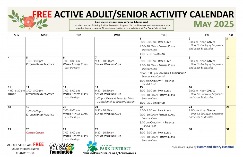 Active Adult Calendar